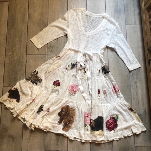 Custom puppy kitten rose patchwork long sleeve lace babydoll dress. Size M - Picture 4 of 8